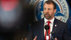 Homeland Security Secretary Markwayne Mullin speaks during a news conference July 1 in New York.