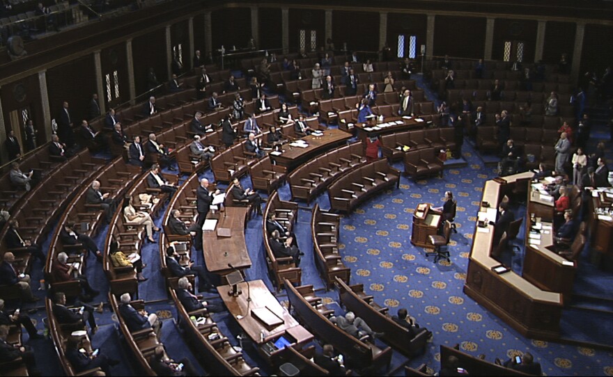 Lawmakers are directed to practice social distancing for debates and votes on the floor of the House of Representatives.