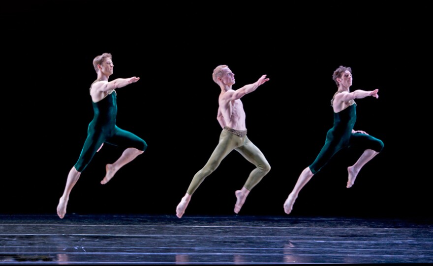 Paul Taylor Dance Company: James Samson, Michael Trusnovec, Sean Mahoney (L-R) in “Brandenburgs.”