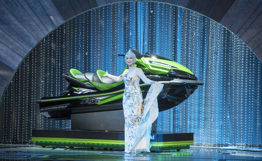 Proving that she can do anything and do it with class and style, Helen Mirren served as the Academy's version of a Vanna White as she showed off the Jet Ski that was offered to the person who gave the shortest acceptance speech, March 4, 2018.