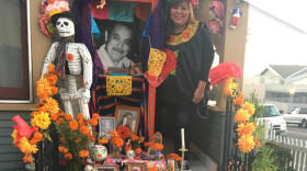 Pita Verdin, standing next to her Dia de los Muertos altar at her home in Sherman Heights, October 29, 2017.