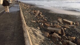 Erosion along The Strand in Oceanside, January 2016.