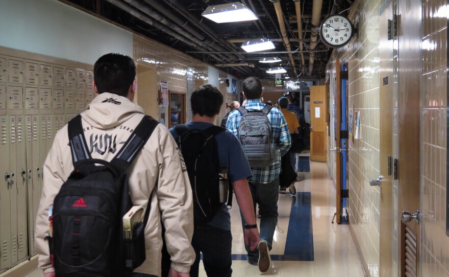 Students walk the halls in a Kutztown area high school.