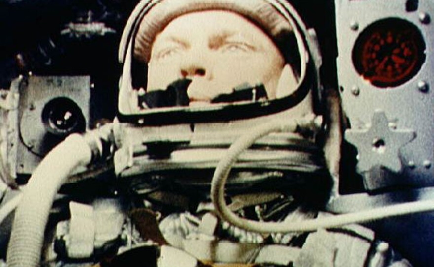 Glenn in the Friendship 7 spacecraft during his Feb. 20, 1962, flight around the Earth.