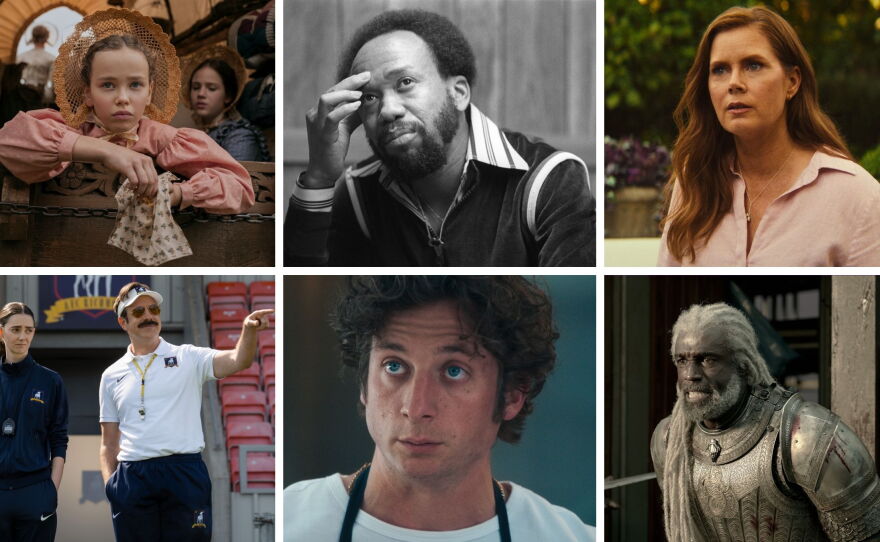 Clockwise from top left: Little House on the Prairie; Earth, Wind & Fire (To Be Celestial vs. That's The Weight Of The World); Cape Fear; House of the Dragon; The Bear; Ted Lasso.
