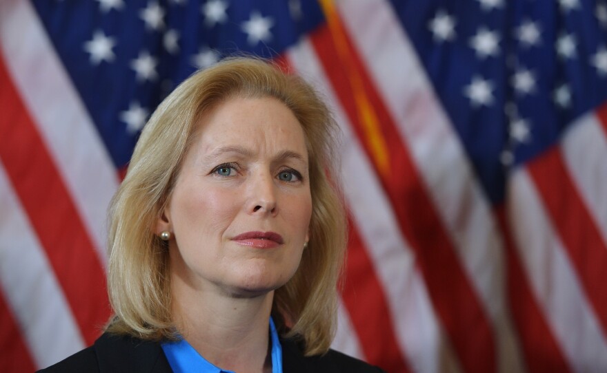 Sen. Kirsten Gillibrand, D-N.Y., attends a press conference calling for the creation of an independent military justice system to deal with sexual harassment and assault in the military on Feb. 6.