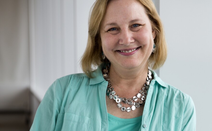 Katherine Applegate, pictured above at NPR in Washington, D.C., is the author of <em>The Buffalo Storm</em>, <em>Home of the Brave</em> and <em>The One and Only Ivan.</em> Along with her husband, she co-wrote the young adult series <em>Animorphs</em>.<em> </em>