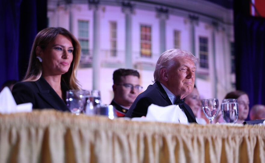 First lady Melania Trump and President Trump were sitting next to each other just before they were rushed out of the ballroom at the Washington Hilton.