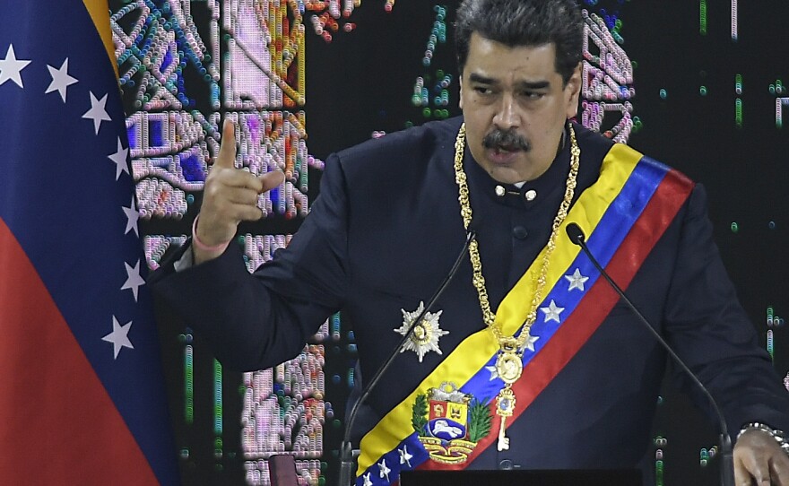 Venezuelan President Nicolas Maduro speaks during a ceremony marking the start of the judicial year at the Supreme Court in Caracas, Venezuela in January.