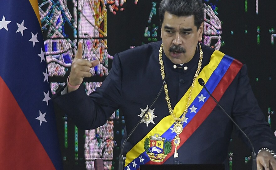 Venezuelan President Nicolas Maduro speaks during a ceremony marking the start of the judicial year at the Supreme Court in Caracas, Venezuela in January.