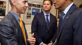 Mayor Christopher Cabaldon working with then-President Barack Obama in 2015. 