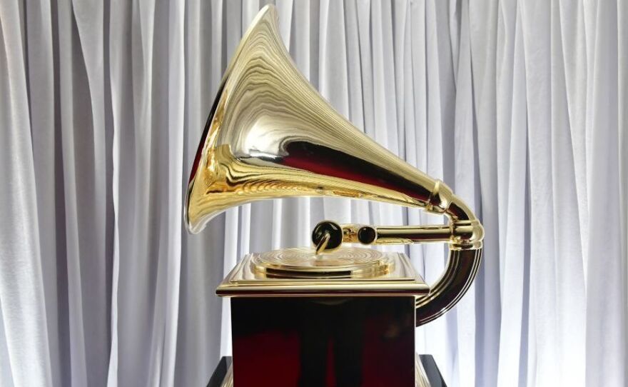 An oversized Grammy award on display backstage during the 62nd annual Grammy ceremony in January.