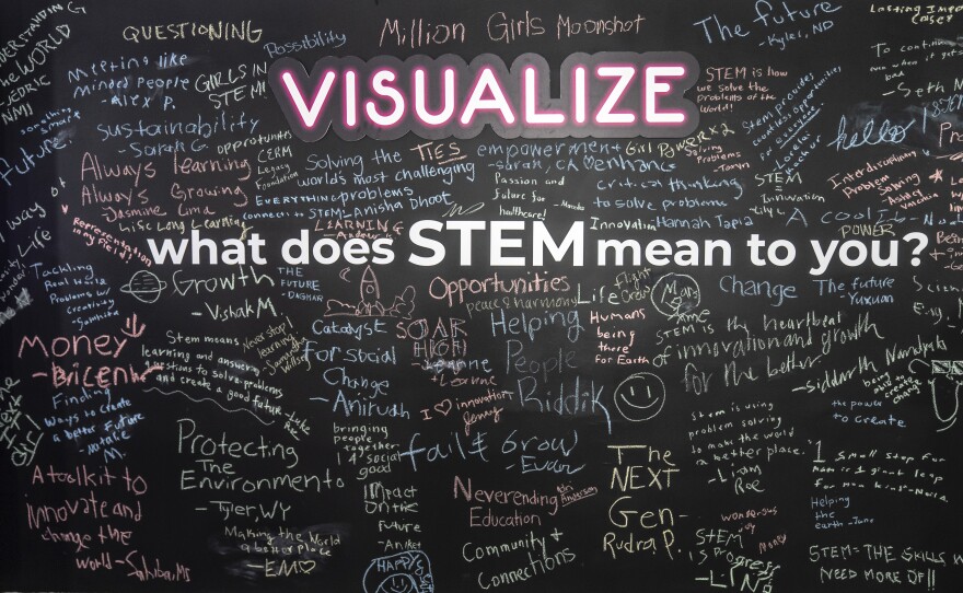 A mural at the National STEM Festival in D.C. earlier this month is meant to inspire young people to think how science, technology, engineering and math can create a better world.