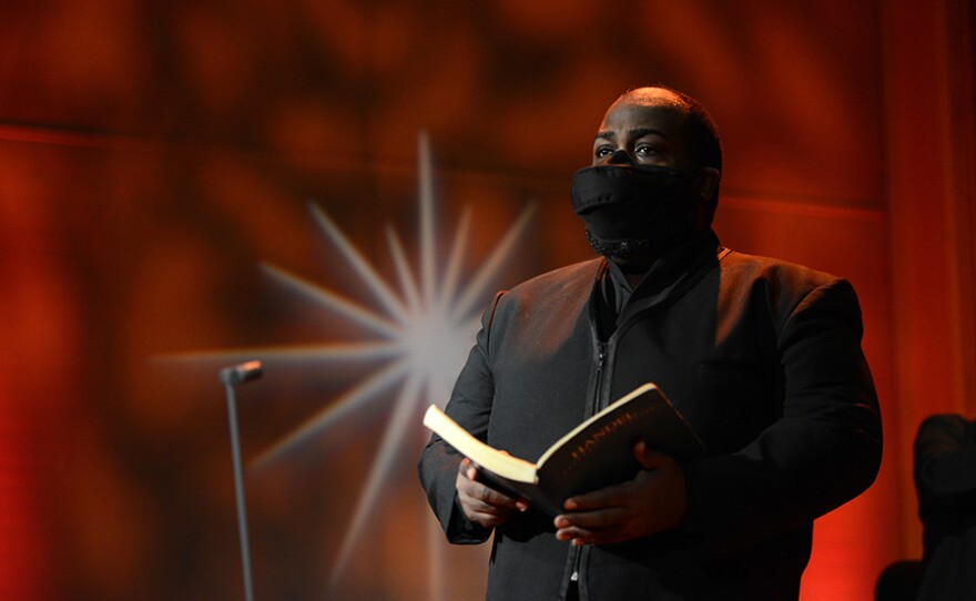 Countertenor Reginald Mobely records Messiah with Handel and Haydn Society at GBH on Nov. 16, 2020.