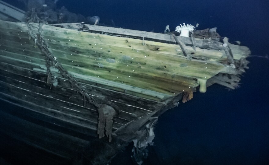 The Endurance's starboard bow.