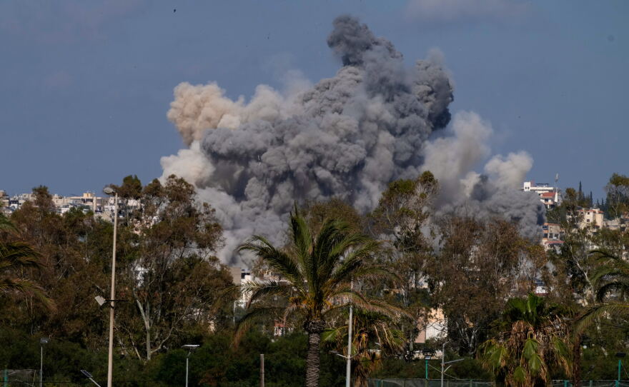 Smoke rises from an Israeli airstrike that hit Burj al-Shamali village near the southern port city of Tyre, Lebanon, Tuesday, June 2, 2026.