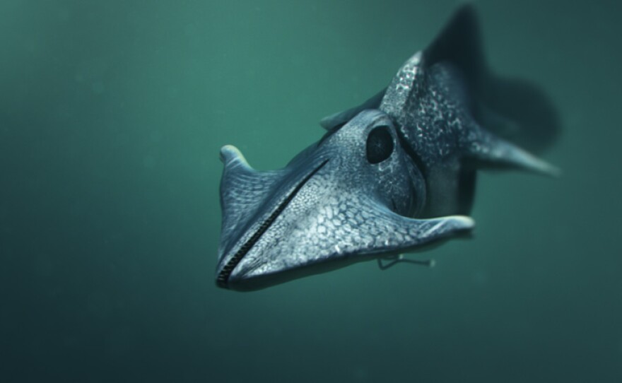 CGI recreation of an alien hunter that might exist on a water world.