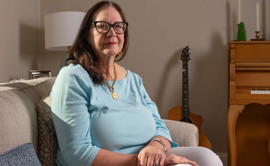 Mary Kuhn at her home in Lafayette on Oct. 10, 2025. Kuhn had urgent surgery delayed and denied by Blue Shield of California for over half a year before finally getting it approved in June of 2025.