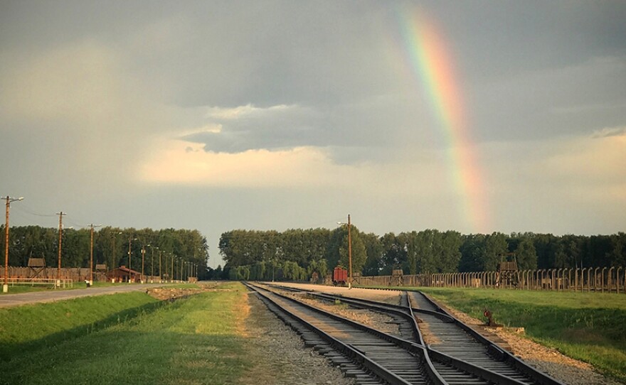 Rainbow captured over Auschwitz.