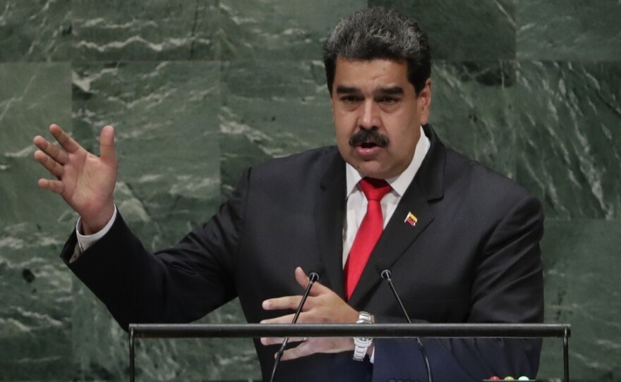 Venezuela's President Nicolas Maduro addresses the United Nations General Assembly. Several countries have requested an investigation of Venezuela for alleged crimes against humanity.