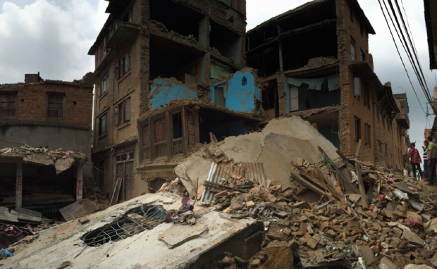 Devastation in Kathmandu, Nepal.