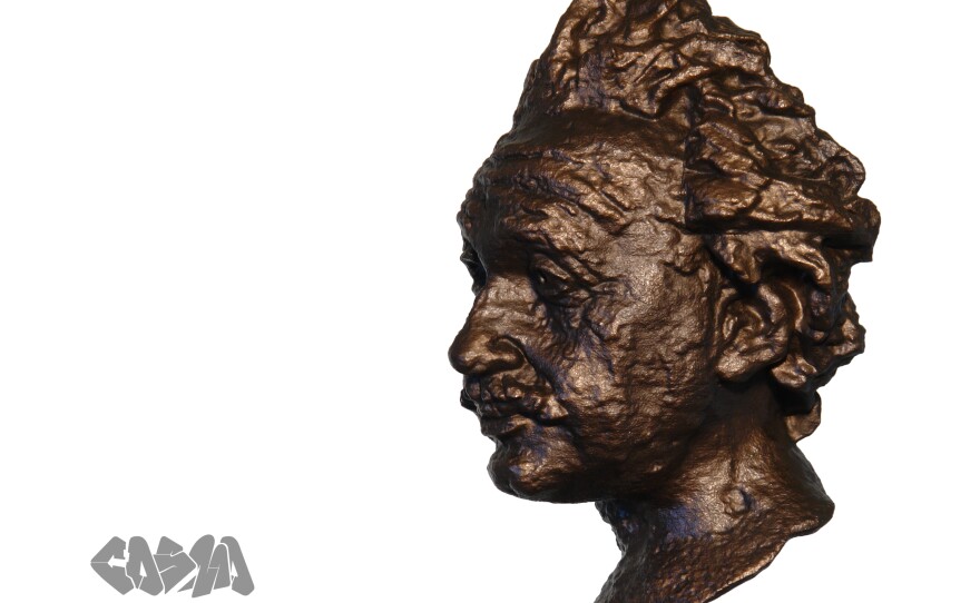 One of Wenman's prints of an Albert Einstein bust. He applied a bronze finish to this one.