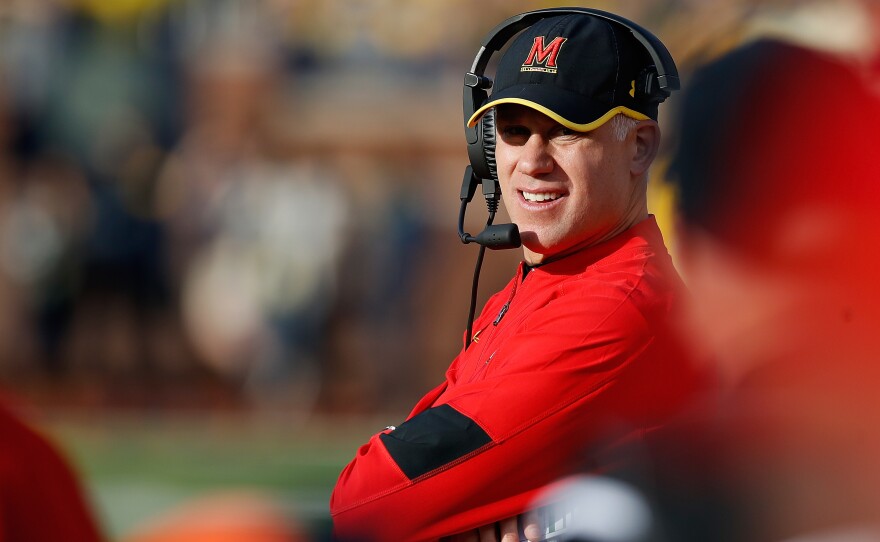 University of Maryland head coach DJ Durkin was fired on Wednesday, a day after officials announced he could keep his job. He is pictured in November 2016.