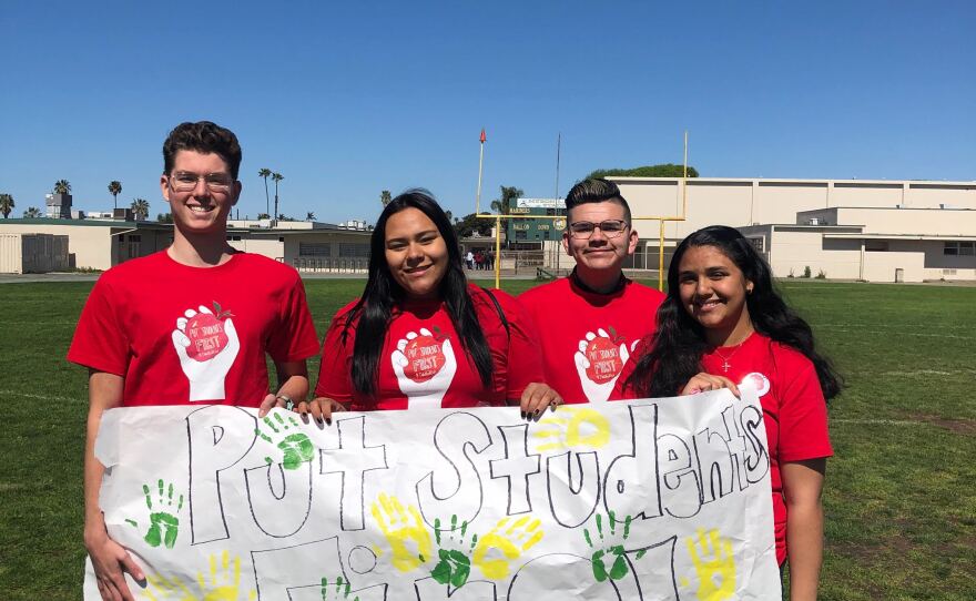 Jake Patton and classmates participate in on-campus walkout on Mar. 3, 2020.