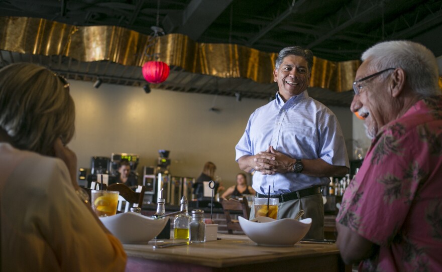 Mayor Jerry Morales greets customers at Mulberry Cafe, one of three restaurants his family owns in Midland.
