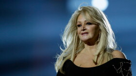FILE - Singer Bonnie Tyler performs her song "Believe in Me" during a rehearsal for the final of the Eurovision Song Contest at the Malmo Arena in Malmo, Sweden on May 17, 2013.