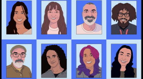 Top row (from left): Danalyn Garcia of Chicago Public Schools, Lucie Lane of Shawnee Mission School District in Kansas, Jeff Carroll of Newport News Public Schools in Virginia and Kaori Anderson-Walker of Boys' Latin of Philadelphia Charter School. Bottom row (from left): Paul Stone of Mt. Diablo Unified School District in California, Diana Swanson of Vail School District in Arizona, Kathleen Tejeda of Alvord Unified School District in California and Emily Ellis of Lexington School District Two in South Carolina.