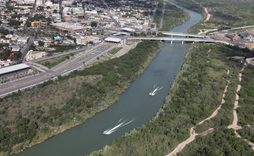 U.S. Border Patrol boats move along the Rio Grande near an international crossing between the United States and Mexico on March 16. Customs and Border Protection have announced that apprehensions along the southwest border dropped in both February and March, when they usually rise.