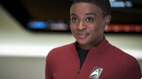 Cadet Uhura (Celia Rose Gooding) is assigned to the Enterprise on <em>Star Trek: Strange New Worlds.</em>
