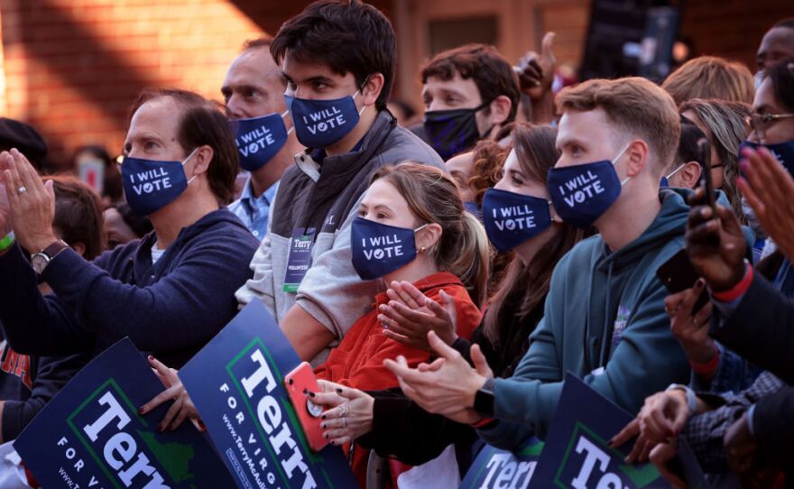 A crowd waits for former President Barack Obama to speak at a campaign event with Democratic gubernatorial candidate Terry McAuliffe at Virginia Commonwealth University in Richmond, Va., on Oct. 23.