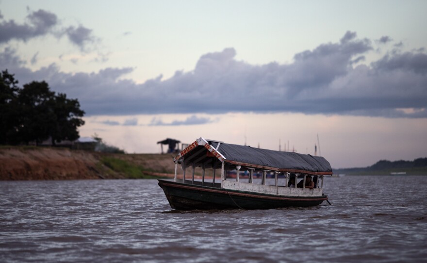 A boat on the Nanay River in Iquitos, Peru.