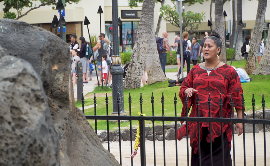 On Honolulu's famous Waikiki Beach stand four large stones that represent a Hawaiian tradition of healing and gender diversity that is all but unknown to the millions of locals and tourists passing by.