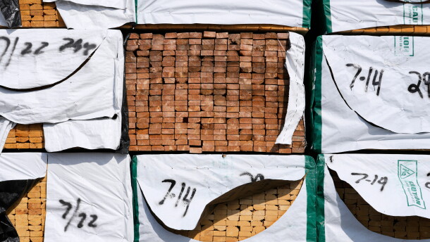 Canadian lumber products are shown at Gutherie Lumber Tuesday, Aug. 25, 2026, in Livonia, Mich.
