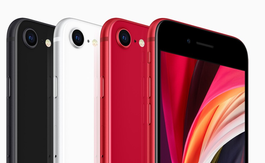 This photo provided by Apple shows the second-generation iPhone SE. It will be vastly cheaper than the models Apple rolled out last fall before the coronavirus pandemic had forced people to rethink their spending.