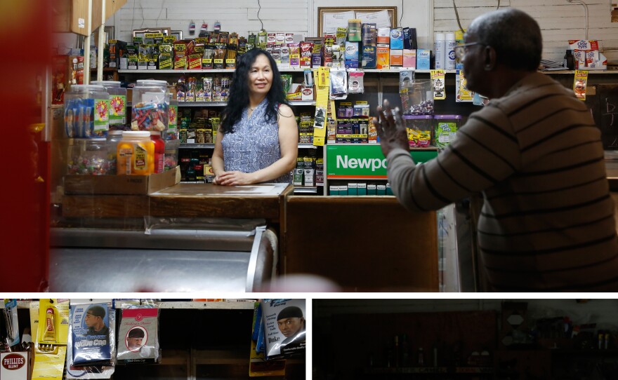 Cindy Ma (top) and her husband now run the store once owned by Raymond Wong's parents in Greenville, Miss.