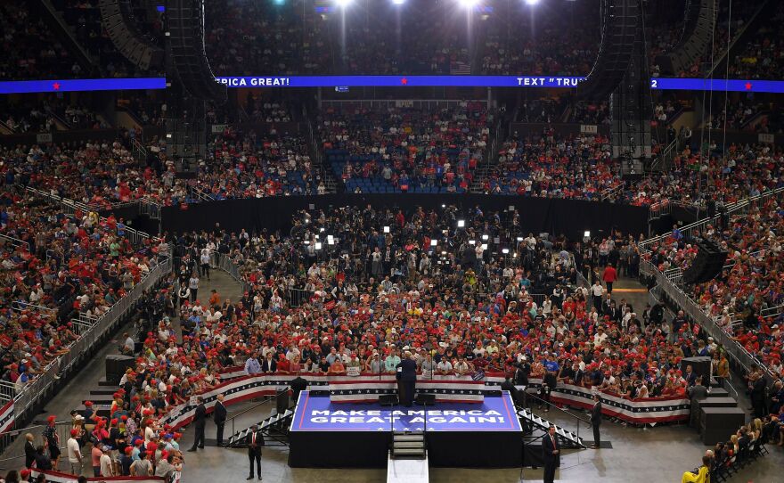 President Trump speaks at a rally in Orlando, Fla., in June to kick off his reelection campaign. Trump has lent his support to a new Republican small-donor fundraising platform, WinRed, that launched last week.