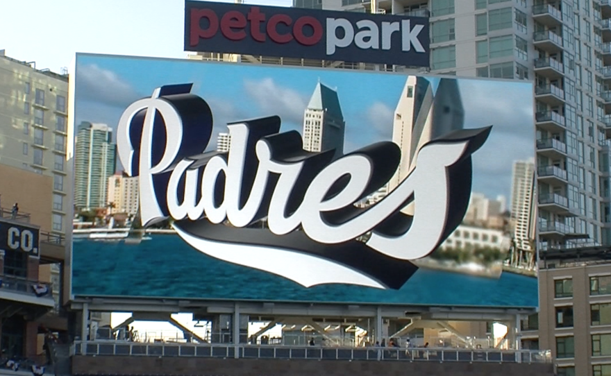 The San Diego Padres showed off their new video board in left field before their 2015 home opener, April 7, 2015.