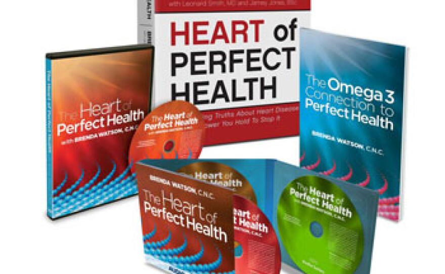 Give at the $195 level during our TV membership campaign and receive "The Heart Of Perfect Health" master package including the DVD, a related hardcover book, The Omega-3 Connection to Perfect Health booklet, a 3-CD audio series and Heart Of Perfect Health website membership. This gift also includes enrollment in the myKPBS Savers Club plus additional online access to more than 130,000 merchant offers and printable coupons, as well as a KPBS License Plate Frame (if you're a new member). The DVD (only) is available at the $70 level. 