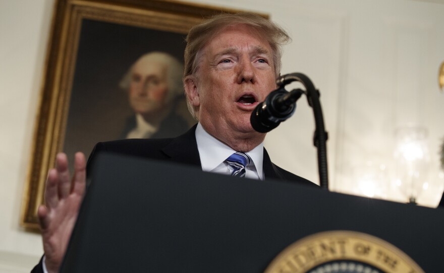 President Trump delivers a statement on the mass shooting at a South Florida high school from the White House on Thursday.