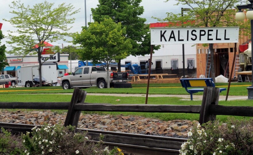 A sign near an old railroad station is shown in Kalispell, Mont., in 2011. In rural northwest Montana, controversy erupted in 2010 when a white supremacist group calling itself Kalispell Pioneer Little Europe began screening Holocaust denial films at the library in Kalispell.