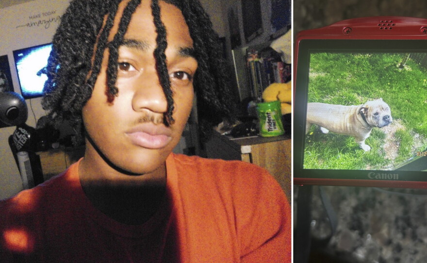 Jaden Williams says these are some of his favorite photos that he has taken with his new digicam lately: a selfie and a sunny snap of his dog, Chase.