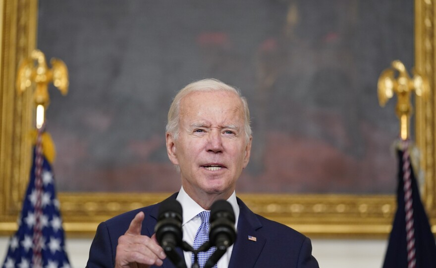 In remarks from the White House Thursday, President Biden said the Inflation Reduction Act would reduce pressure on the economy from rising inflation.
