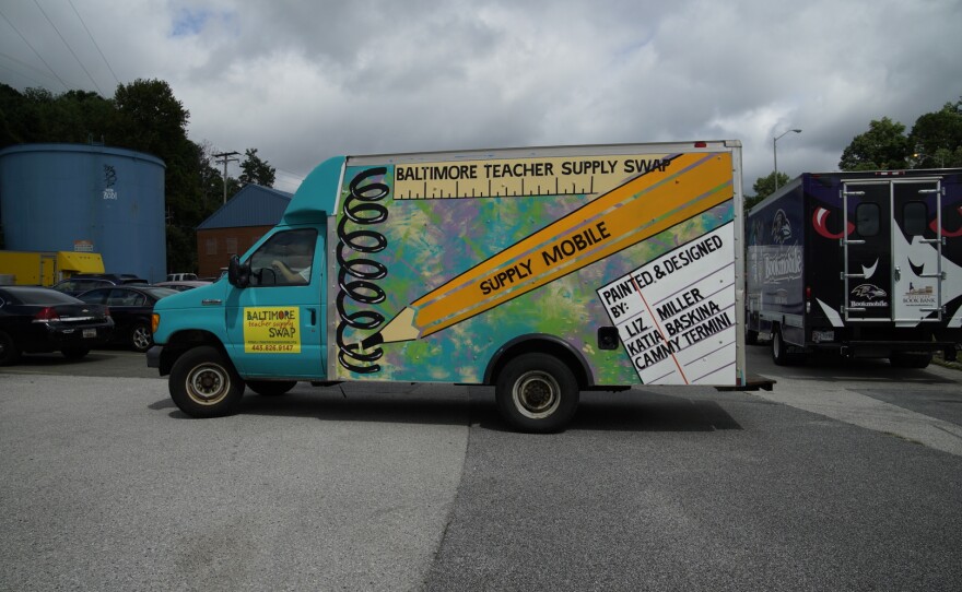 A group of local art teachers painted the Supply Mobile, the Swap's newest addition. The converted plumber's truck travels to area schools to meet teachers where they are.