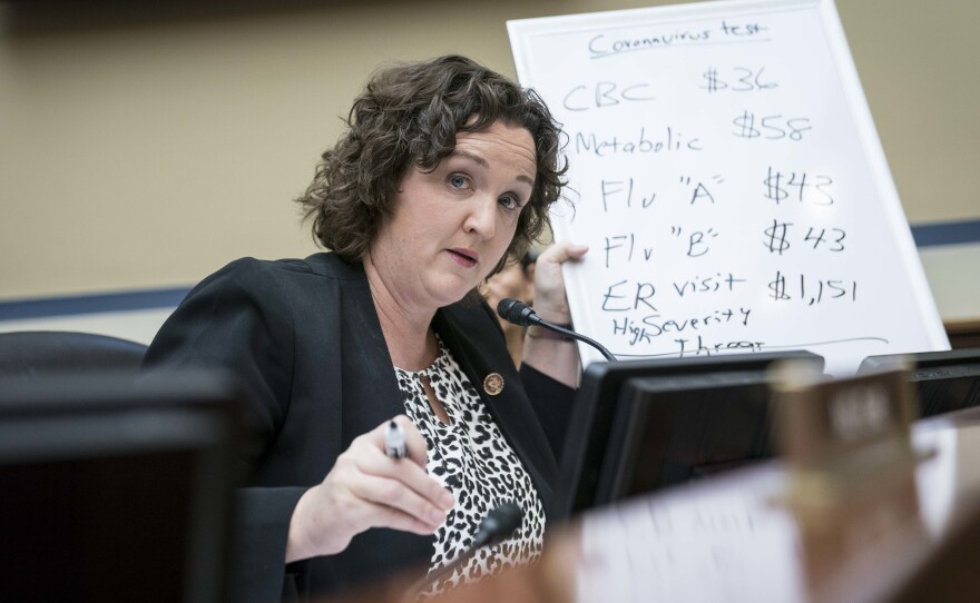 Representative Katie Porter, a Democrat from California, during a House Oversight Committee hearing on Capitol Hill in March 2020.