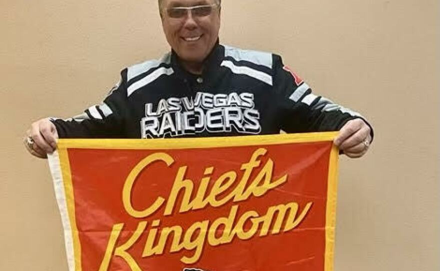 Las Vegas Laborers Union leader Tommy White with the flag he says he took from Gerard DeCosta