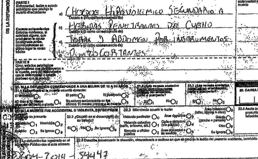 The asylum-seeker's death certificate obtained by KPBS on Dec. 13, 2019, shows the man was stabbed multiple times and his body had been dismembered.
